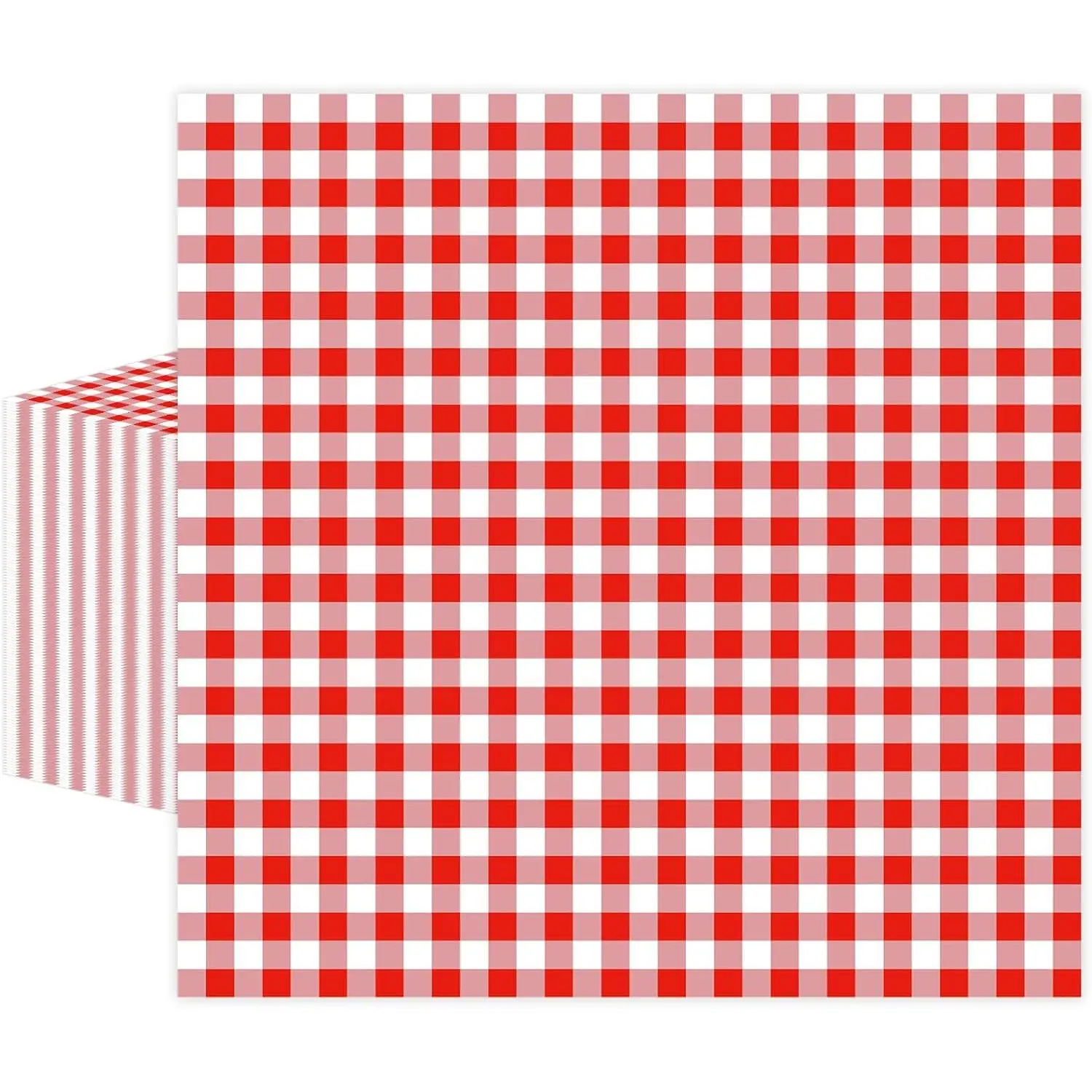 50 count Red Gingham Paper Napkins, Disposable Red and White Checkered Luncheon Napkin  Dinner Beverage Napkin for Picnic  & Bridal Shower Wedding Birthday Party Decorations