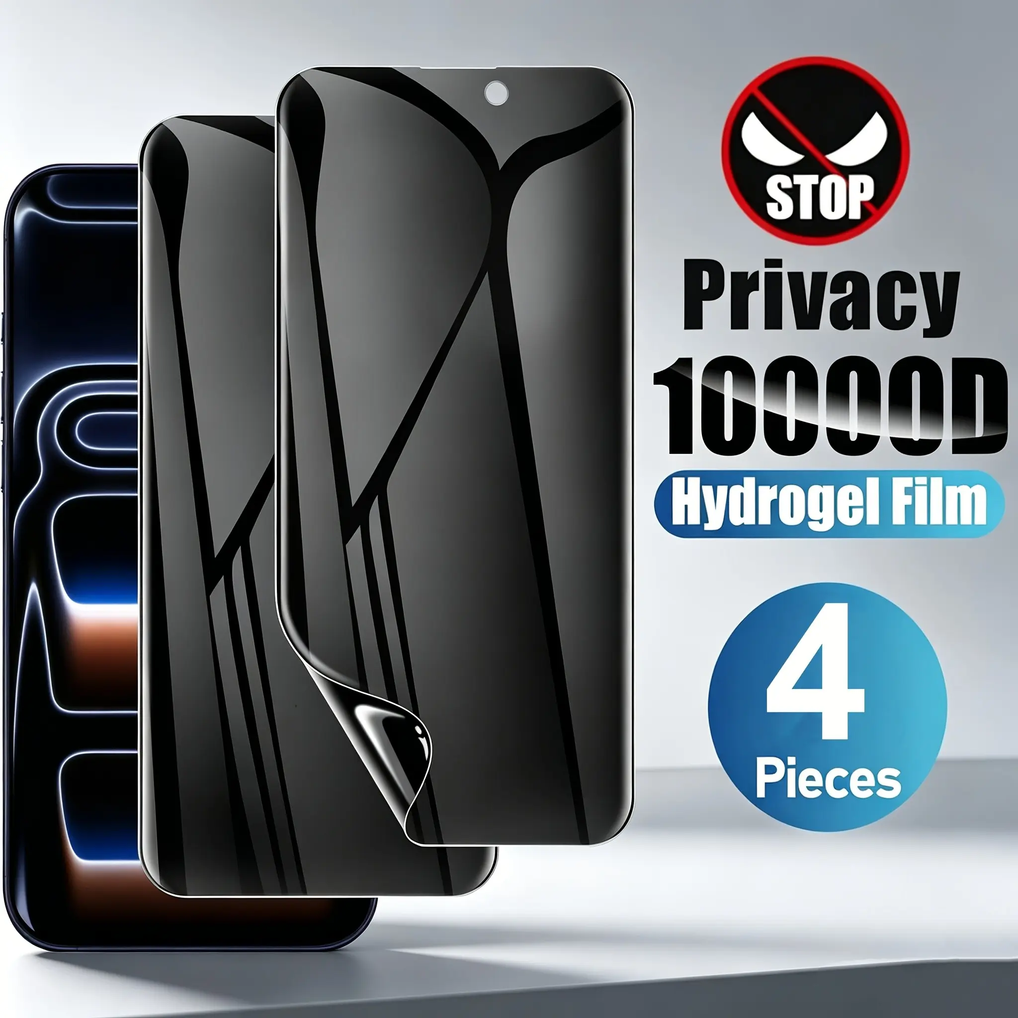 4 Pack Anti Spy Full Cover Soft Hydrogel Film For iPhone 17 Pro Max 17 Air 16 16e 15 14 13 12 11 16 Pro Max 15 Pro Max Plus Protective Privacy Film Screen Protector For iPhone X XS XS Max XR Privacy Hydrogel Film Soft TPU Films (Not Glass)