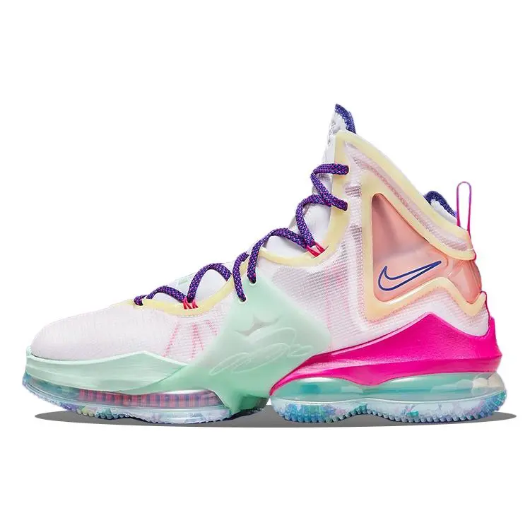 Nike LeBron 19 EP Love Letter Basketball Shoes for Men – White Green Pink, Mid-Top, Lace-Up Verifiable, with credentials and supporting global authentication