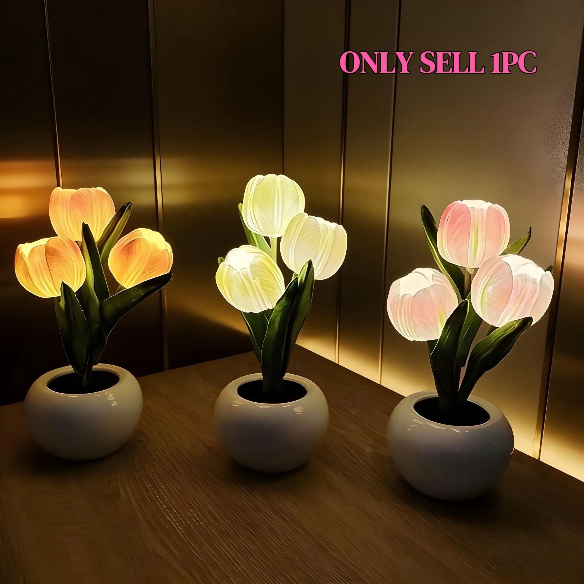Variable Color Tulip Lamp LED Simulation Night Light with Vase Table Lamp Decor, Home Living Room Desktop Decoration Gift Modern Mood Lighting Tulip Flower Design Lamp