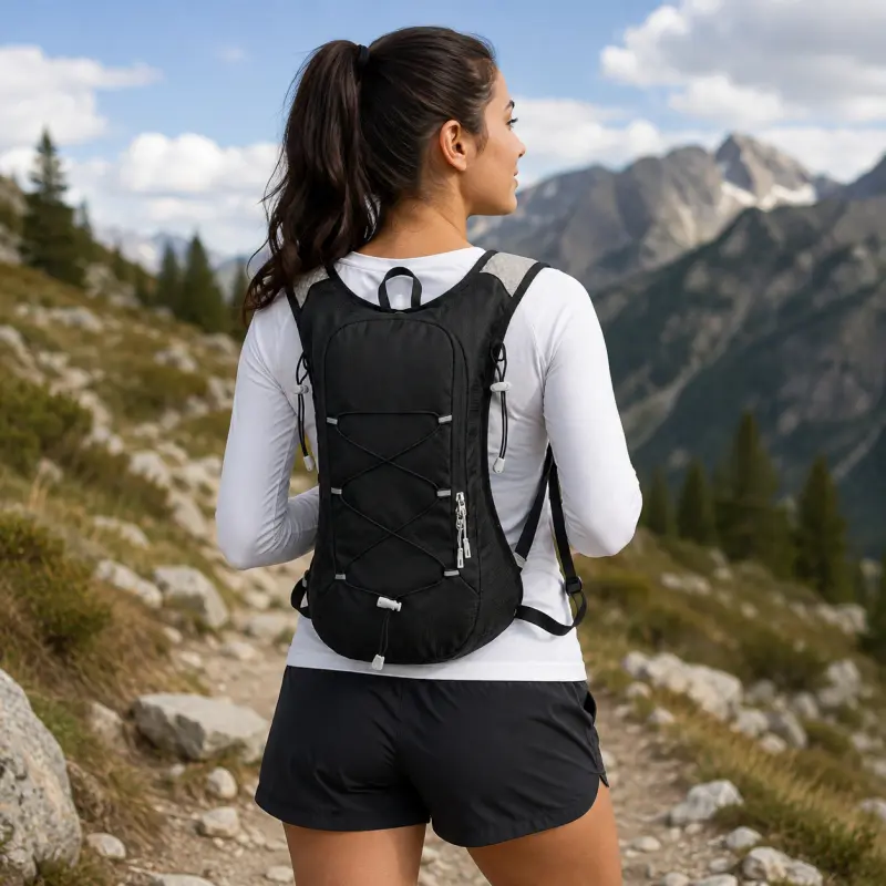 12L Ultralight Hydration Daypack with Built-in Water Bladder Pocket Water-Resistant Unisex Multi-Pocket Bag for Hiking Running Cycling Outdoor Sports Travel