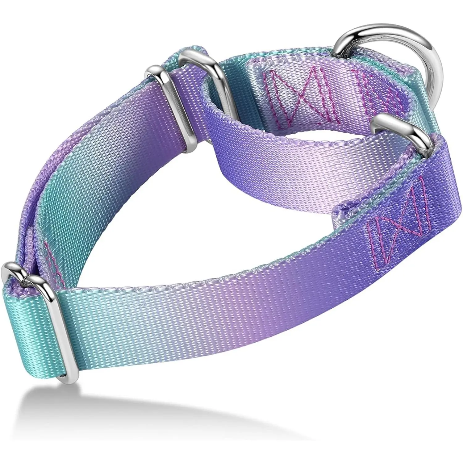 Martingale Dog Collar Colorful Gradient Fashionable - Anti-Escape Soft Durable Pets Collar for Walking Training Outdoor Daily Use -Medium, Purple Green