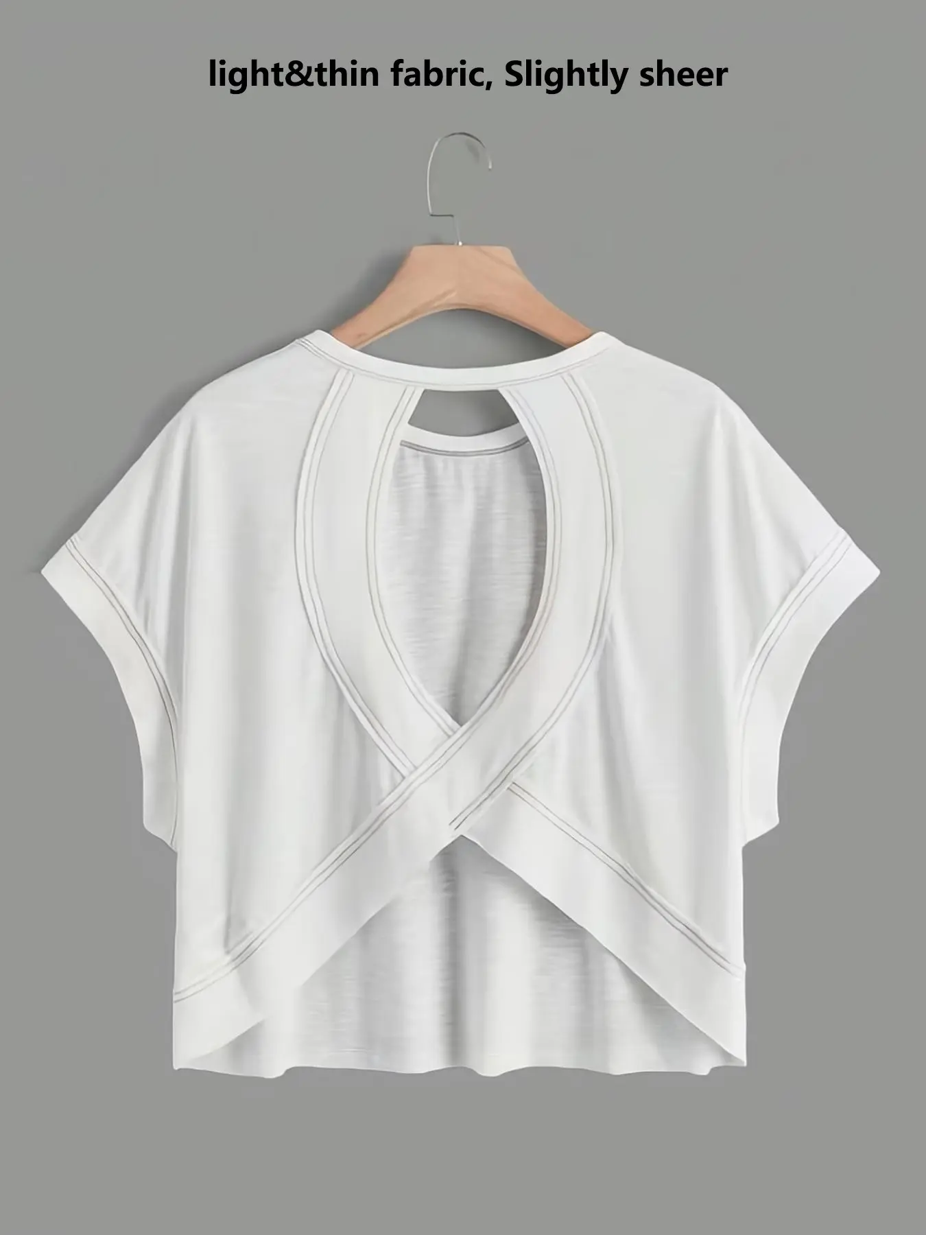 Women's Batwing Sleeve Loose Fit Hollow Out Short Sleeve Top, Breathable Sporty T-Shirt for B Biking, Casual Wear All Seasons