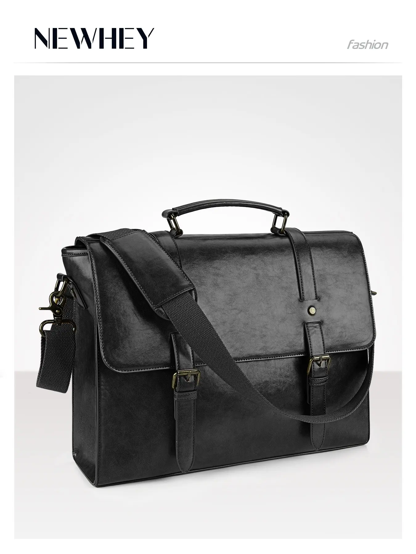 Leather Mens Messenger Bag, Vintage 15.6 Inch Waterproof Laptop Briefcase, Laptop Compartment, Large Satchel Shoulder Bag, Retro Office College Computer Bag