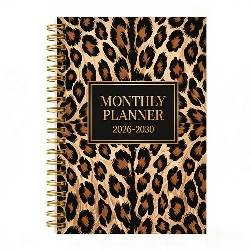 2026-2030 Monthly Planner/Calendar, Calendars Planners, Calendar Design, 5-Year Monthly Planner, Leopard Print Cover Notebook, Yearly Calendar Planning, Monthly Tabs, 60-Month Calendar, 5.5x8.3 inches, Thickened Paper, Elastic Cover