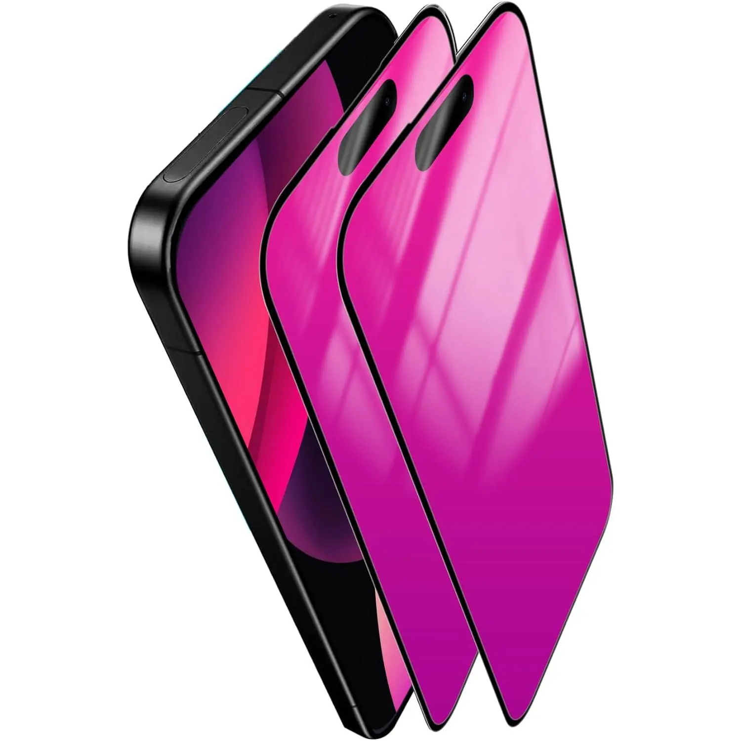 2 Pack for iPhone 17 Privacy Screen Protector Gradient Colorful Anti-Spy Tempered Glass for iPhone17 Mirror Effect Full Coverage Anti-Bubble Anti-Bluelight Alignment Frame 6.3 Inch (Pink)