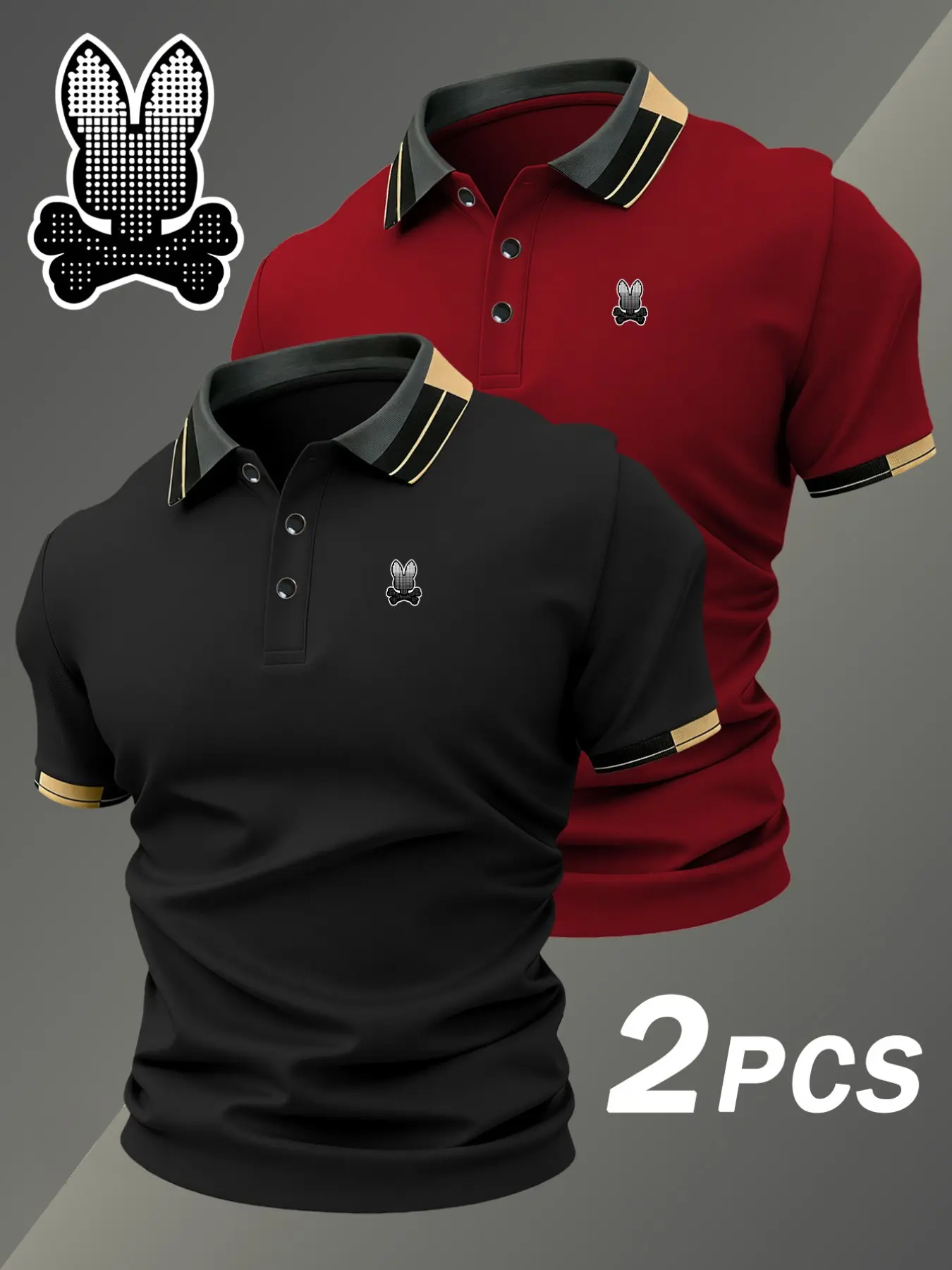 Men's Fitted Polo Shirt, Geometric Pattern, Casual Style, Breathable & Comfortable, All Seasons Wear, High-Quality Material