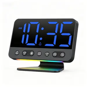 Digital Clock with Large Numbers for Seniors - Bold Display Readable Across Room with 5 Level Brightness - 5 Alarm Sounds 8 Night Lights for Kids Teens - Bedroom Alarm Clock