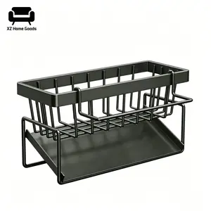 Newly upgraded sink drying kitchen storage rack, stainless steel metal sponge drainage rack, multifunctional durable storage rack, rust proof storage organizer, essential household items, autumn decorations, countertop towels, shelf kitchen utensils