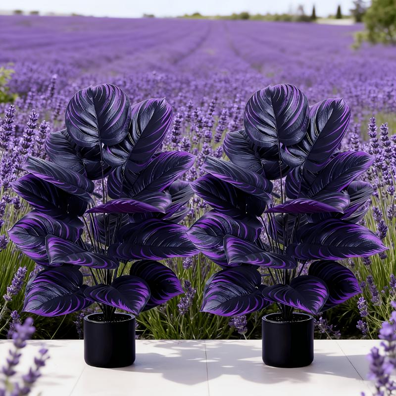 [For Outdoor Use] 2pcs Artificial Violet Plants, Dark Greenery for Outdoor Use, Home Decor, Store Displays, Photography Backdrops, and Office Spaces  No Pot Included