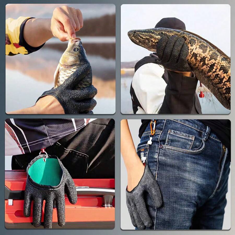 Fishing Gloves - Professional Anti-Slip Catch Fish Gloves,Puncture Proof Ice Fishing Glove For Handling,Catching,Cleaning,Hunting,Fisherman Fishing Accessories