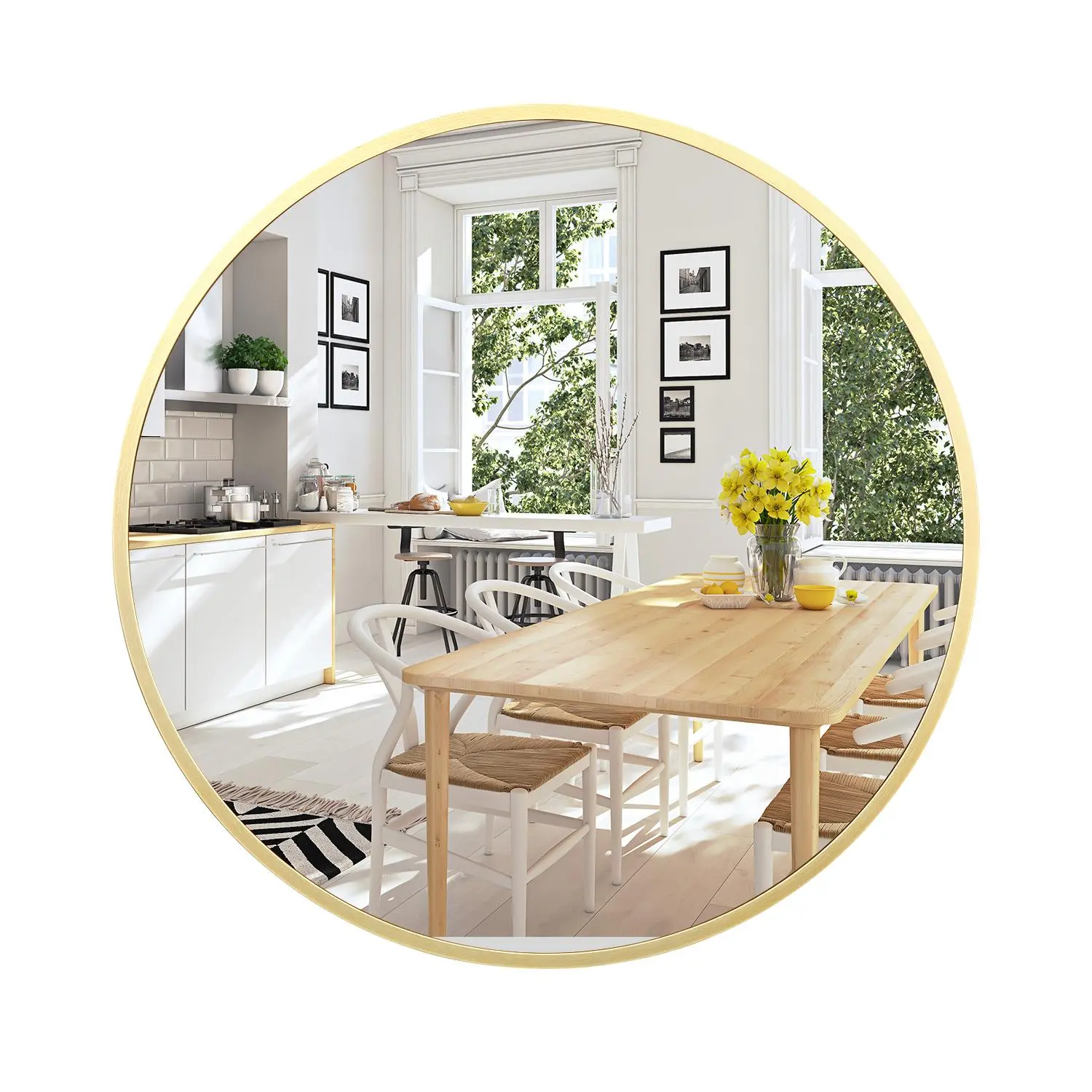 Circle Mirror for Bathroom, 20 Inch Aluminum Alloy Frame Round Mirror, High Definition Eco-Friendly Round Bathroom Mirror for over Sink