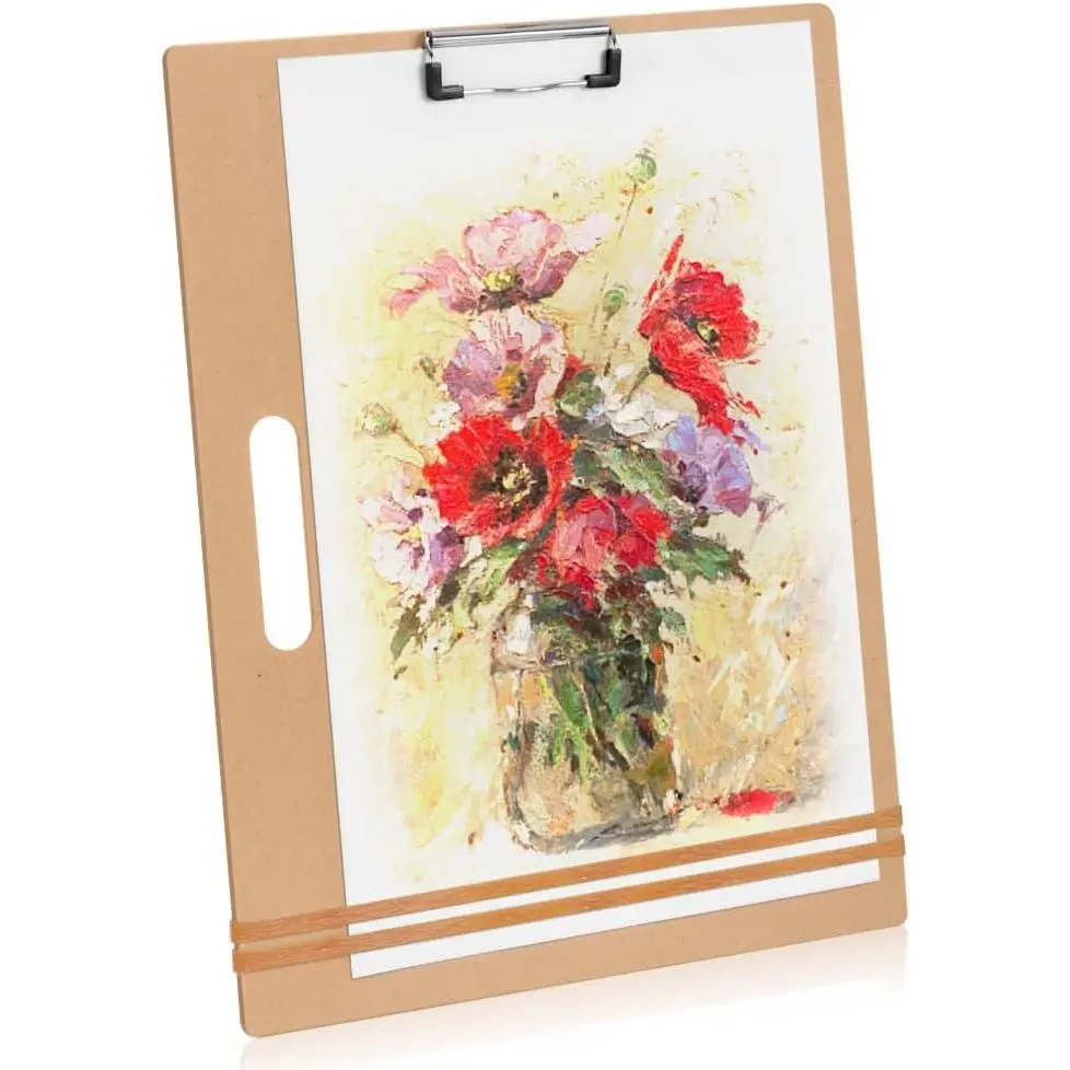 13"x17" Drawing Board with Clip, Rubber Bands and Carry Handle | Portable Lightweight Art Board For Sketching, Durable Watercolor Board For Artists Indoor Outdoor Use, Art