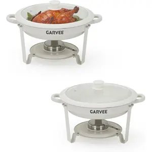 Coated Chafing Dishes for Buffet, Pack 5.3 QT White Chafing Dish Buffet Set Stainless Steel Set for Parties, Catering Supplies, Weddings, and Christmas Buffets