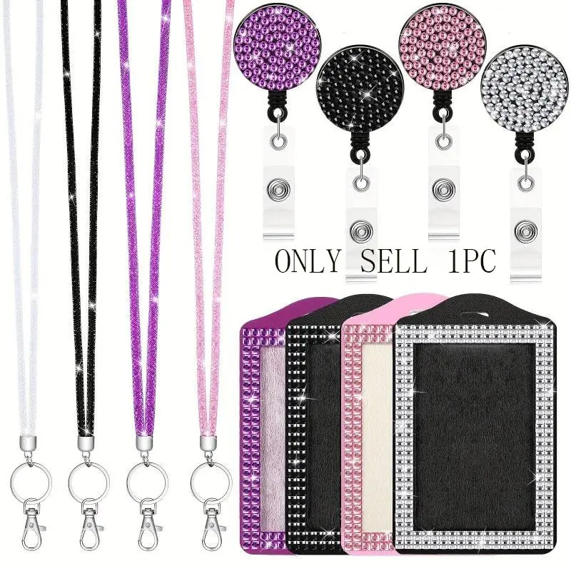 Fishnet Rhinestone Lanyard, Shiny ID Card Holder, Handmade Rhinestone Lanyard, Crystal Retractable Badge Reel Rhinestone Lanyard, Id Badge Holder With Lanyard, Id Holders For Badges, Badge Accessories