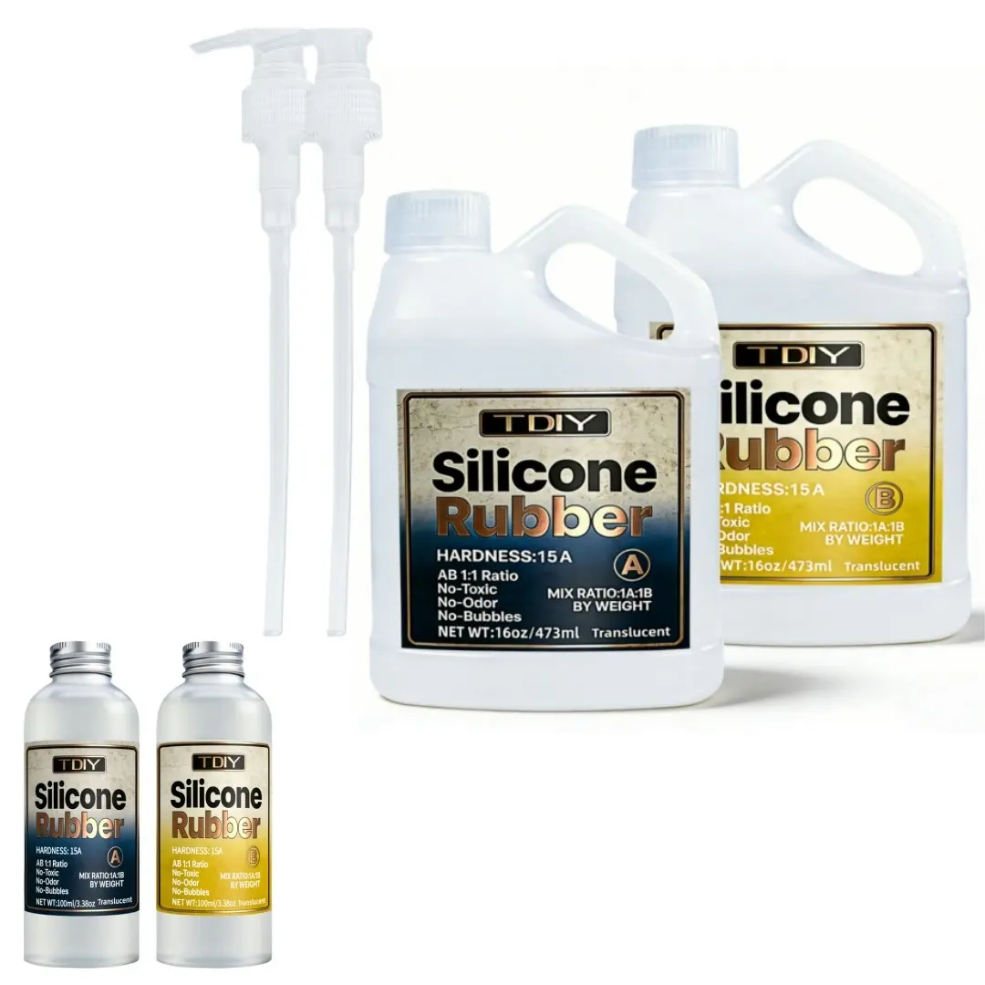 High Elasticity Liquid Silicone Rubber for Mold Making, 1:1Ratio, Easy Mixing, Ideal for Resin Casting, Candle Making, DIY Crafts, No Odor, No Bubbles, No Toxic, Semi-Transparent 15a