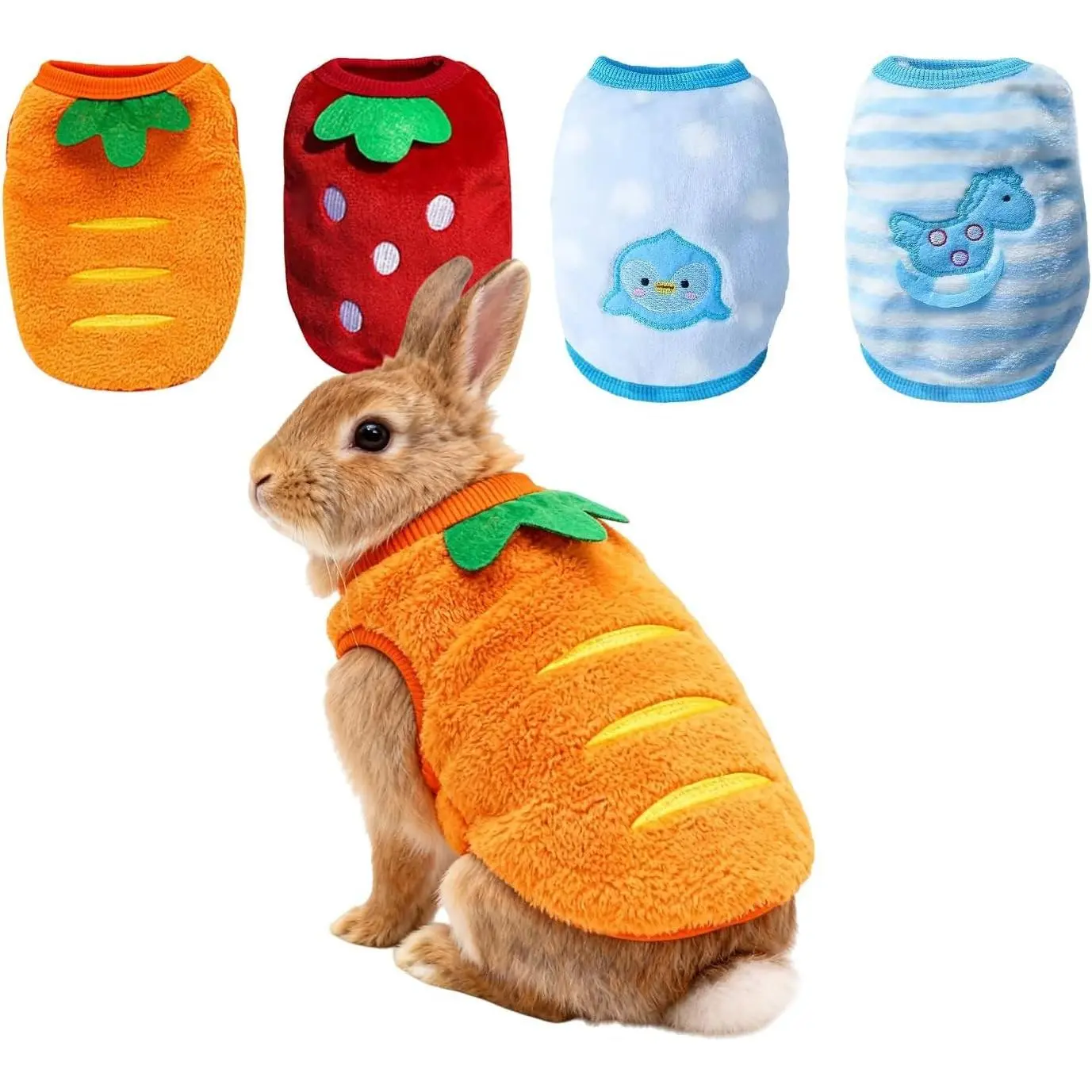 Ultra-Small Pet Winter Clothes, 4-Piece Luxuriously Soft Coral Fleece Set, XXS Size for Guinea Pigs, Rabbits, Ferrets, Tiny Chihuahuas (XXS: Fits Pets 1-2 lbs)