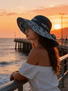 Women's Fashion Straw Hat, Boho Style Sun Protection Hat, Large Brim Beach Hat, UV Blocking, Perfect Gift for Mother's Day, Valentine's Day