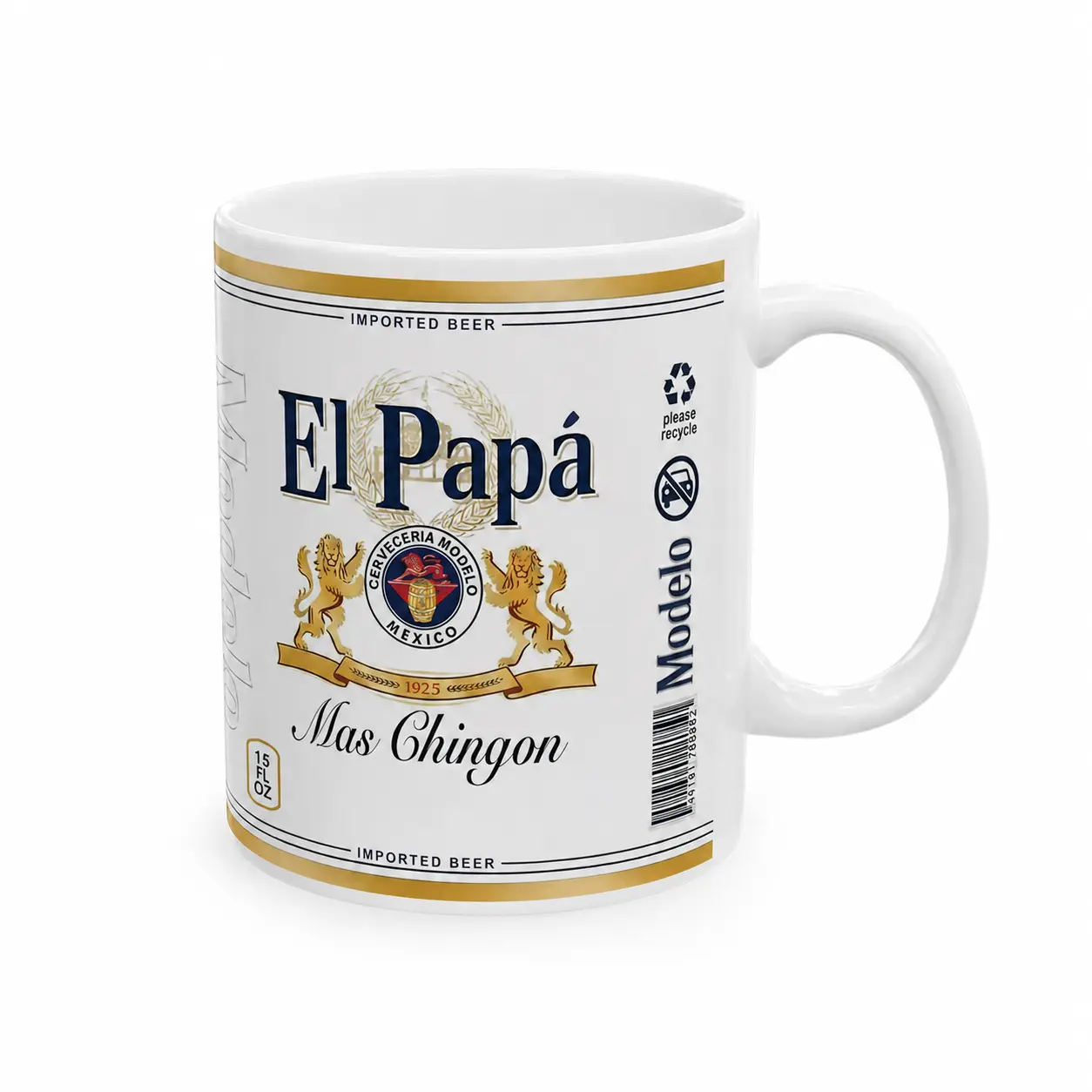 El Papa Mas Chingon Coffee Mug, Modelo Beer 11oz & 15oz Cup, Regalos Para El Día Del Padre For Papá, Fathers Day Gift for Mexican Dad Ceramic Drinkware, Funny Spanish Quote Mug, Mexican Pride Beer Mug, Humorous Dad Slogan Cup