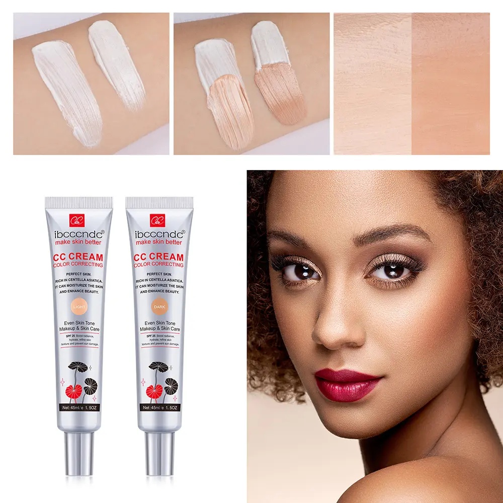 Centella Asiatica CC Cream, Moisturizing Color Corrector & Makeup Primer for a Flawless Finish - Waterproof, Long-Lasting Formula for Mixed Skin, Apply Evenly, Light/Dark