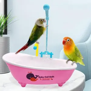 Automatic Smart Parrot Bath Basin, Blue Color, Home Use Plastic Parrot Accessories, Bird Cage Essential, Durable & Easy-To-Use Design