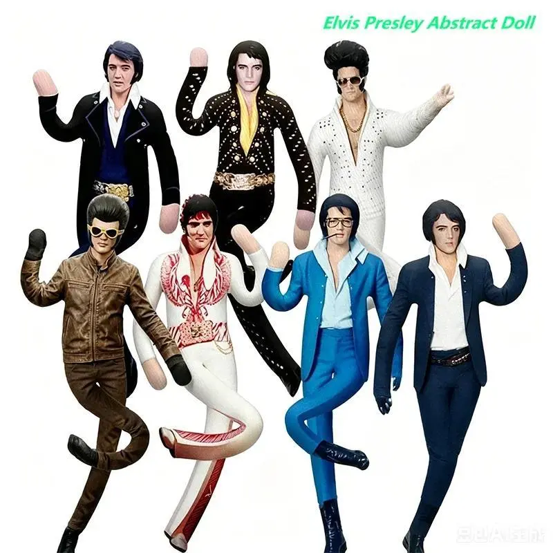 Elvis Presley Abstract Poseable Stuffed Doll, BPA-Free Built-in Wire Skeleton Bendable Styling Toy, Approx 28cm, Ideal for 6-8 Years Olds, Home Party & House Decoration Gift