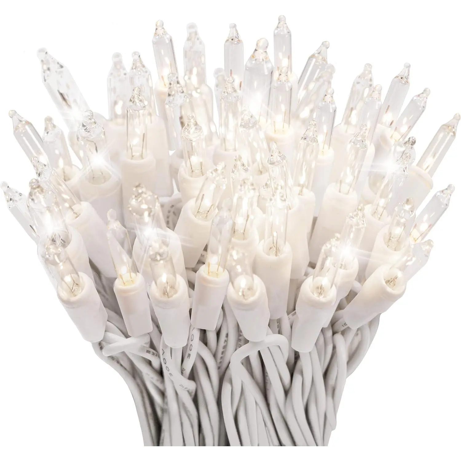 100 Clear Christmas Twinkle Lights  White Wire, 12 of 100 Lights Twinkle, Indoor and Outdoor Use, Connect up to 4 Sets End to End, Lighted Length 20.6’,  Length 21.8’
