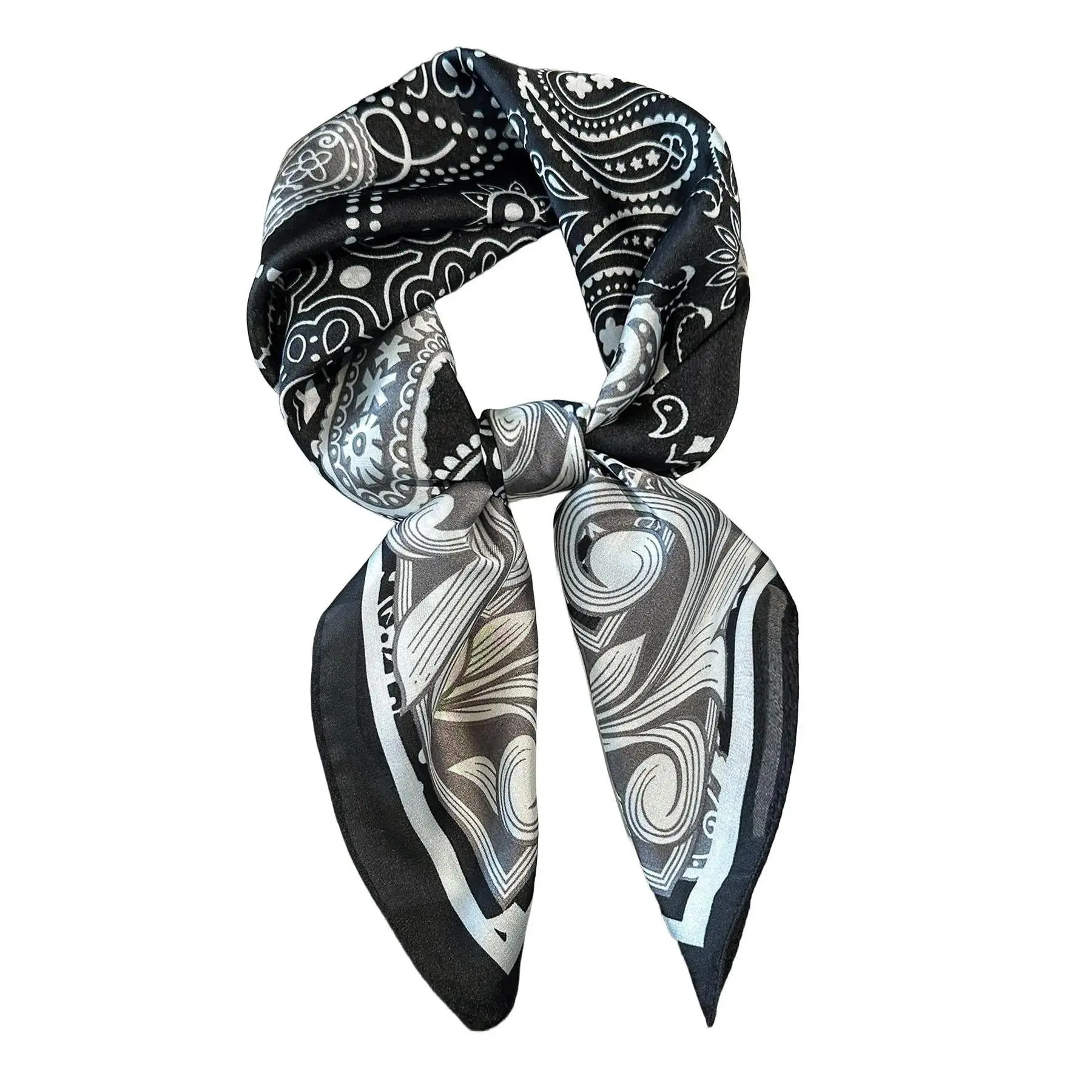 Paisley Silky Bandana Scarf – 27.6” Square Headscarf, Neck Scarf & Headband, Versatile Fashion Accessory for Men & Women, Breathable Scarf, Paisley Bandanas