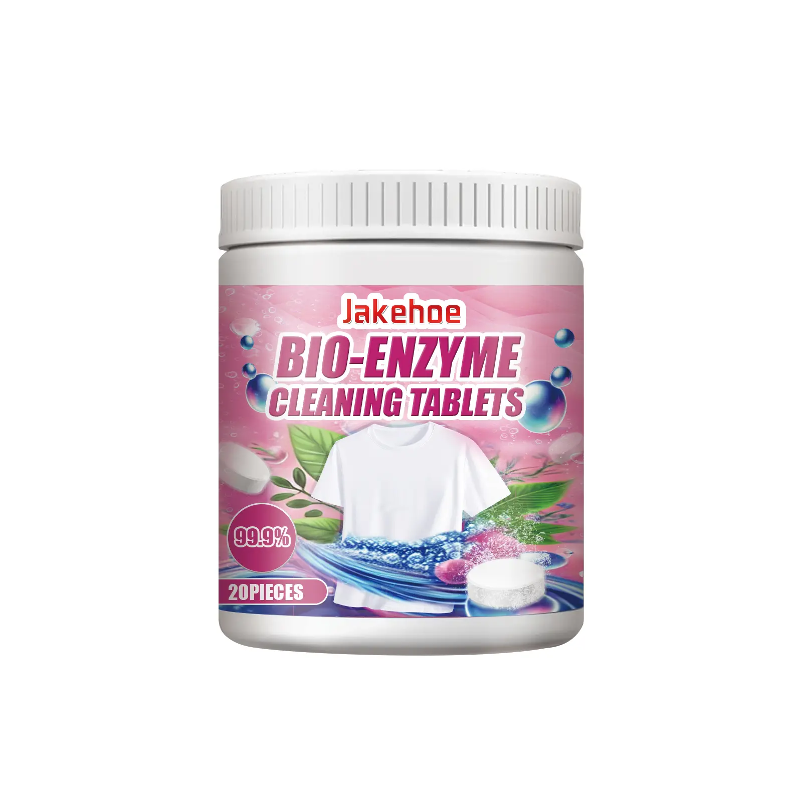 Jakehoe Bio-Enzyme Effervescent Laundry Detergent Tablets with Lemon Extract & Glycerin, 3-Year Shelf Life Household Clothes Stain Cleaner & Fabric Stain Remover for Clothing