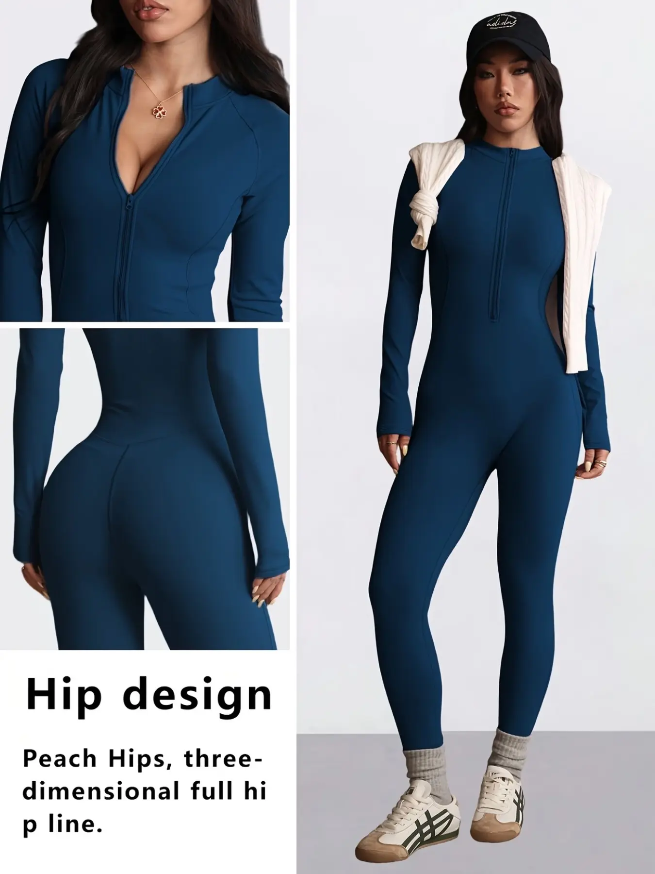Women's Fall Winter Fleece Yoga Jumpsuit, Zipper Elegant Comfortable Sexy Slim Fit, Gym Workout, Outdoor Running, Butt Lifting, Leg Sculpting, Skinny Fit Jumpsuit
