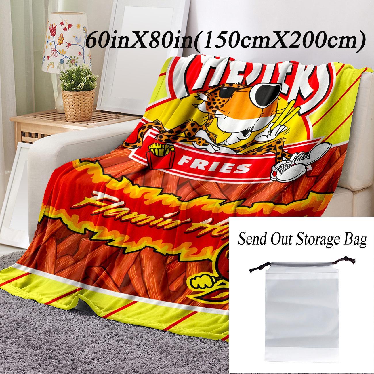 Corn Chips Pattern Flannel Plush Blankets, 1 Count Multifunctional Throw Blanket, Warm Nap Blanket for Home Office Travel Camping, Comfy Blankets
