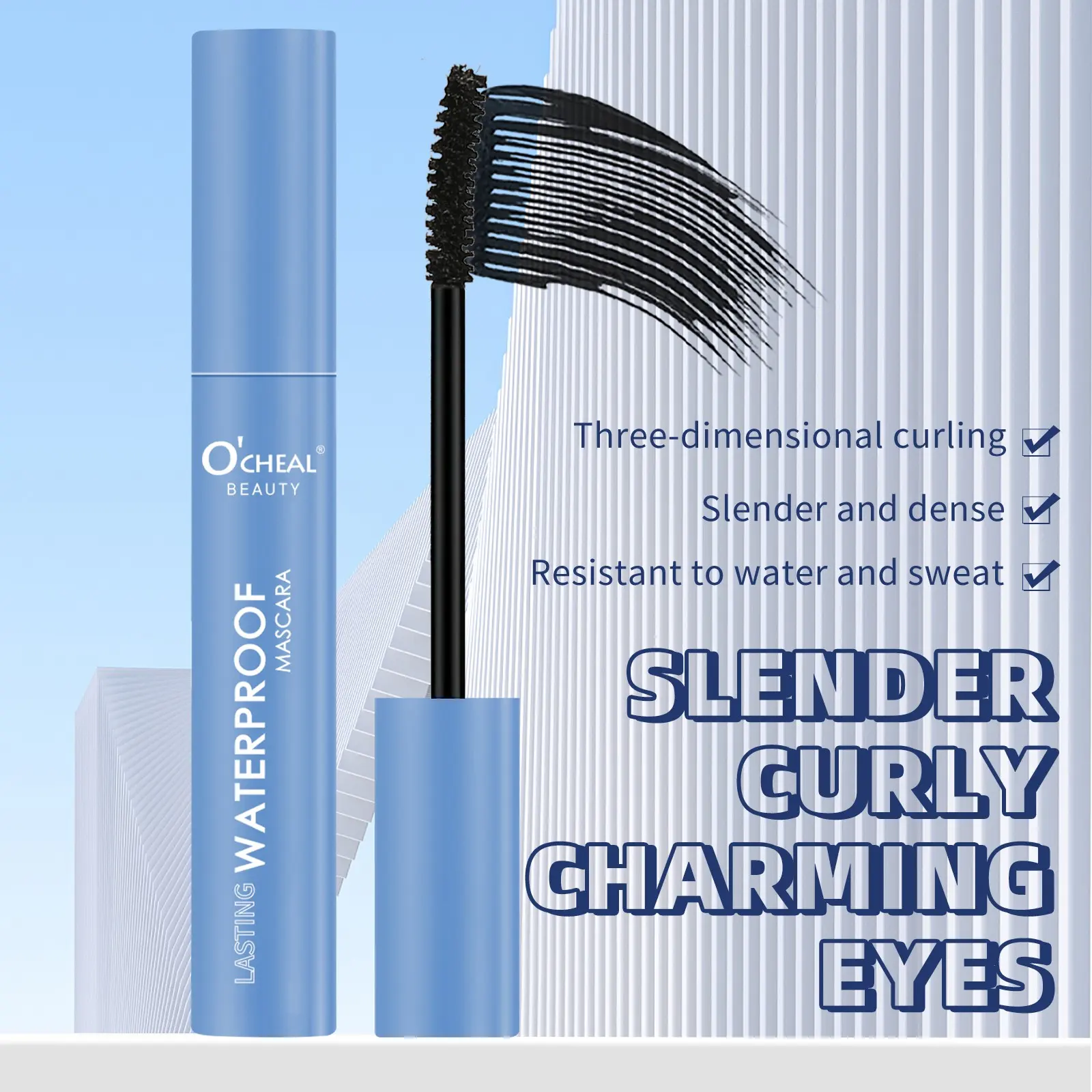 Fine Brush Tip Mascara, Curling Mascara, Waterproof Sweatproof Long-Lasting, Precise Lower Lash Application, Smudge-Free, Ideal for Beginners and Daily Use