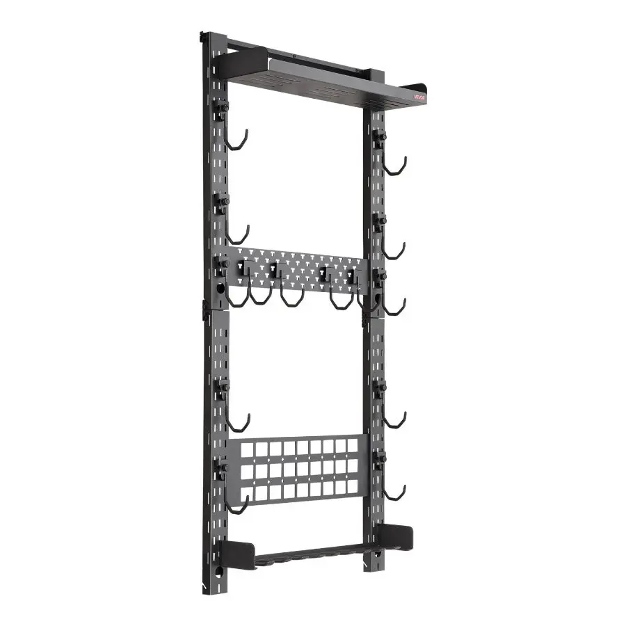VEVOR Sturdy Wall-Mount Gun Rack, Heavy-Duty Steel Indoor Rifle Shotgun Holder with 5 Gun Slots, Magazine Clip, MOLLE Panel, Multifunctional Tactical Gear Storage Display Accessory