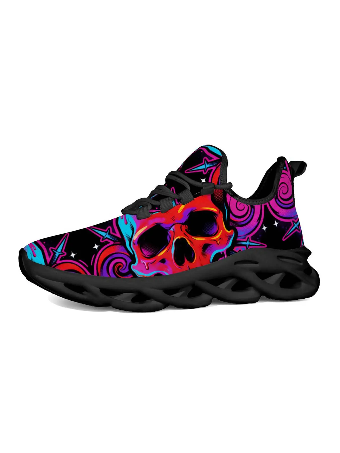Neon Trendy Sports Shoes, Street Cyberpunk Style, Unique Print Fashion, Vibrant Neon Gradient, Lightweight Sole, Classic Versatile Design