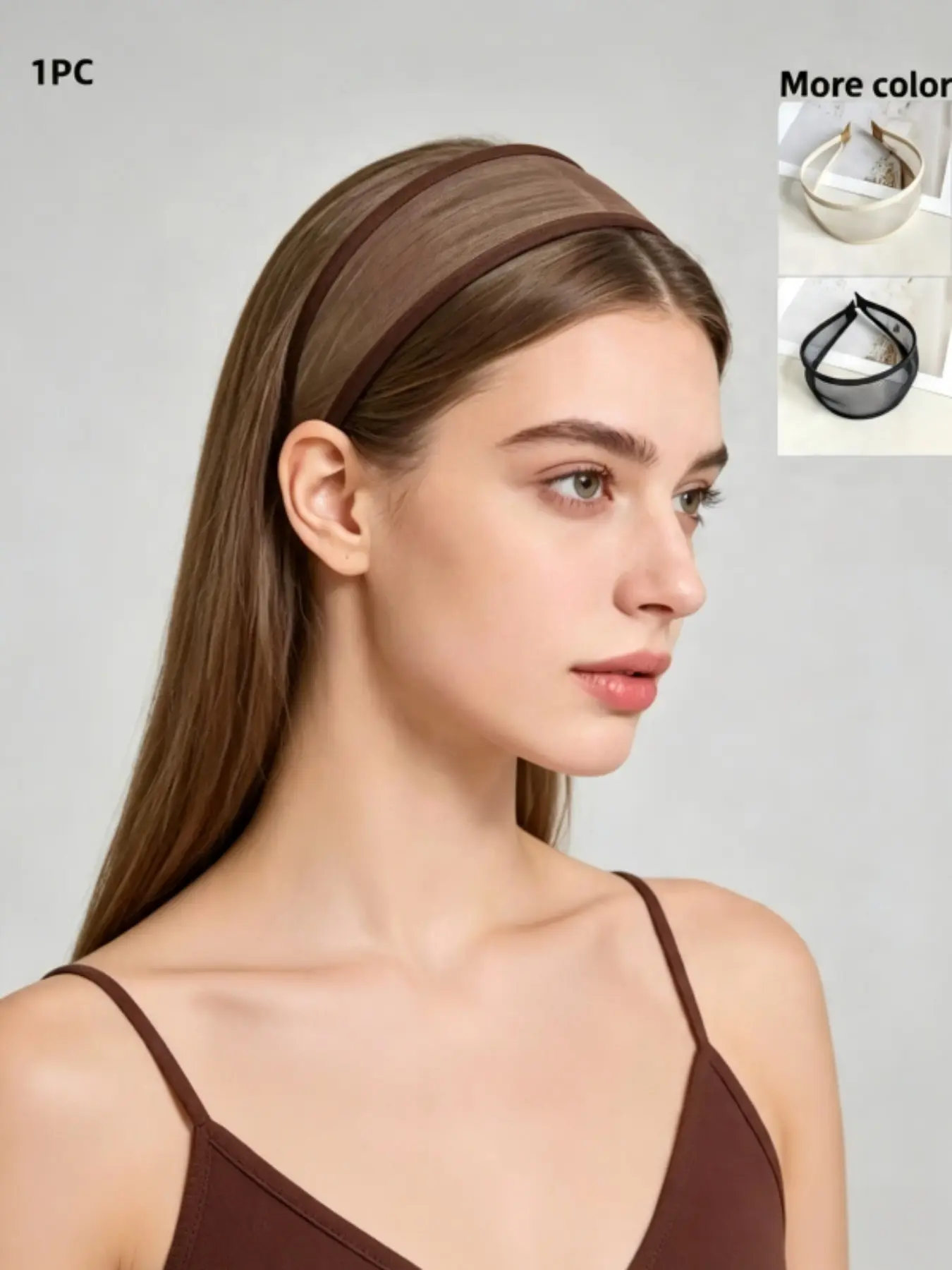 1pc Simple Mesh Wide Headband, Lightweight Soft Net Headband, Non-Slip Daily Hair Accessory, Elegant Multifunctional Sports Headband, Summer Holiday Headbands