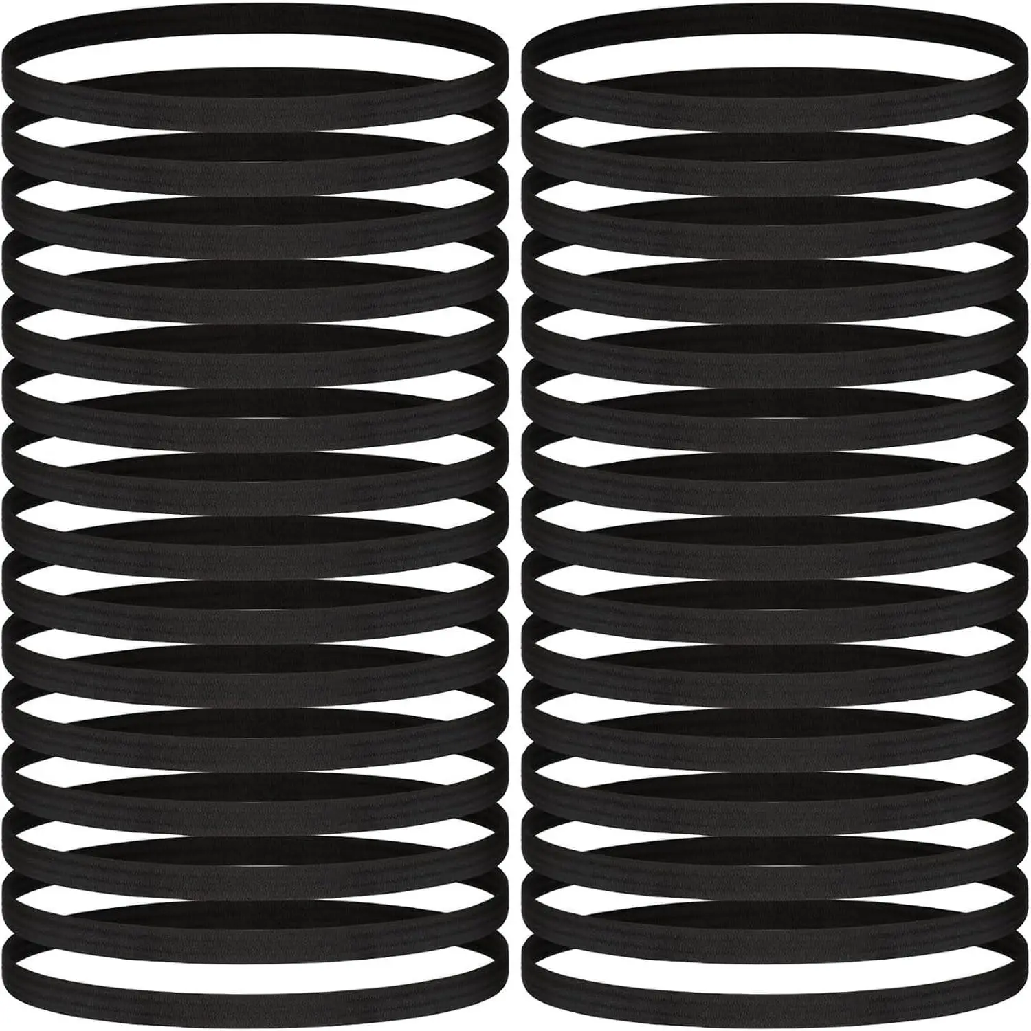 30-Piece Thin Stretchy Headbands for Men - Skinny Band, No Crease, Soft, Anti-Slip Grip Sweatbands for Workout, Basketball, Yoga