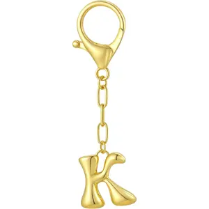 Gold Bubble Initial Keychain Charm for Women Chunky Bag Purse Charms A-Z Letter Key Chains for Handbag Accessories