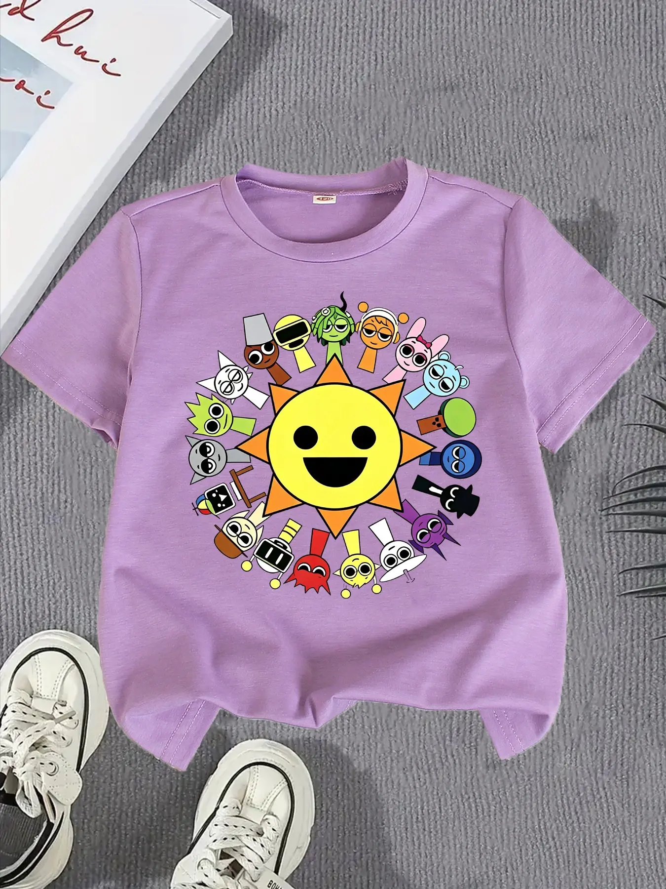 Hot Selling Sprunki Retake Sun Group Character Kids T-Shirt, Boys Teen Black Summer Top, Multi Color Children Game Birthday Outfit#Sprunki Kids Game Tee #Viral Boys Clothes