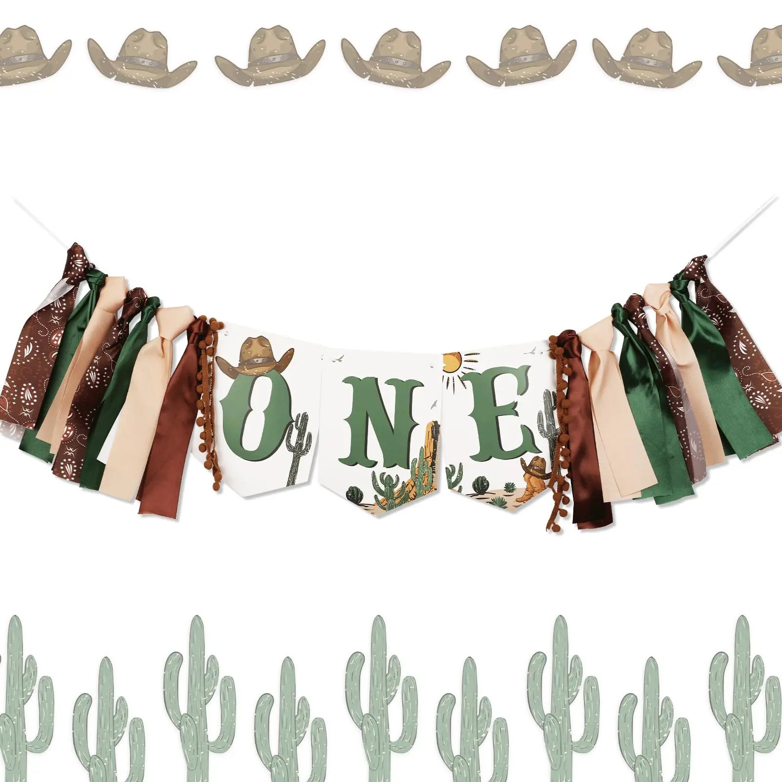 1Set Western Cowboy One High Chair Banner Cowboy 1anniversary Birthday Decorations High Chair Banner PreAssemble First Rodeo Birthday Party Banner How The West Was One Year Old Party