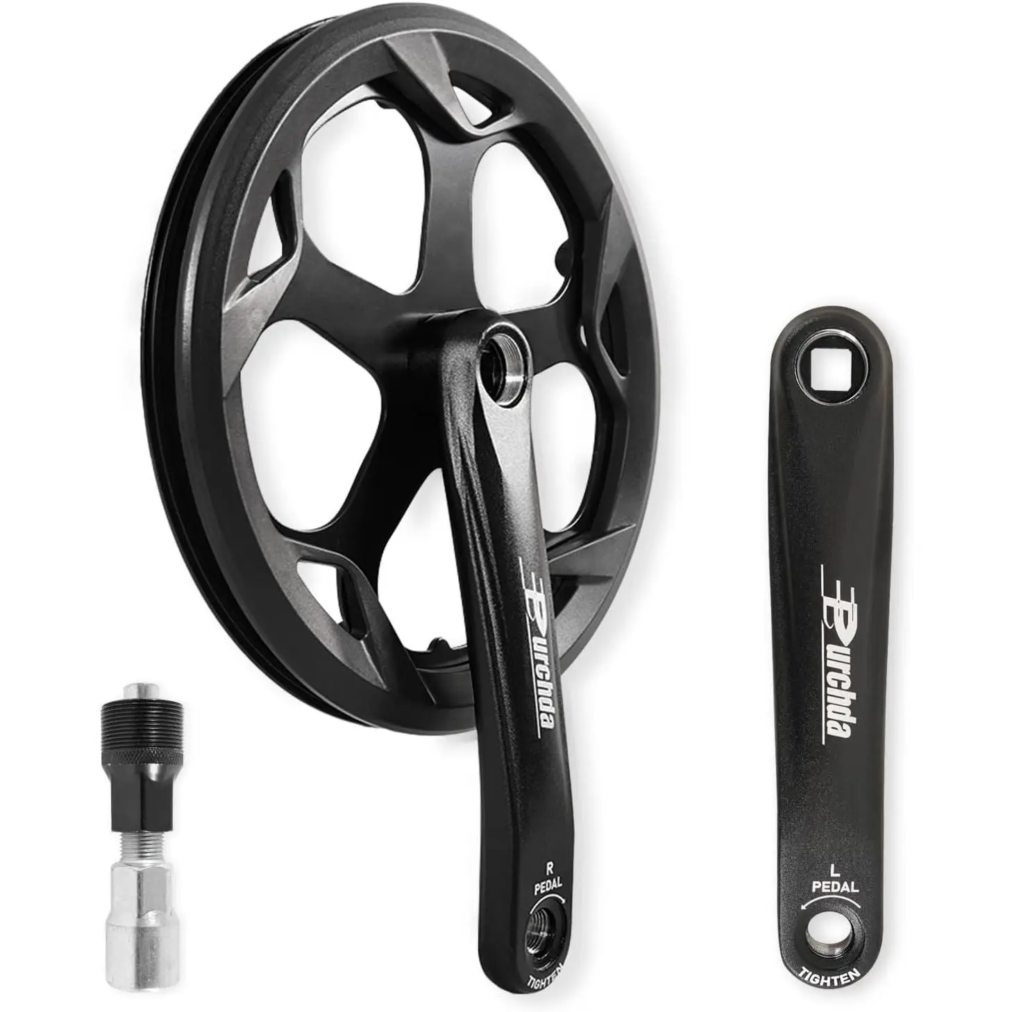 Crankset for Ebike: 48T/52T   Crankset Set Double Chain Cover 170mm Aluminium Alloy Arm for Single Speed and 6/7/8 Speeds Electric Bikes,  Tire  (Crank  Included)