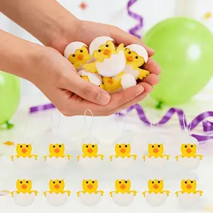 12pcs Easter Egg Fillers Party Favors, Car Hanging Decorations, Cartoon Chicken Backpack Charms, Egg Hunt Game Gift Set