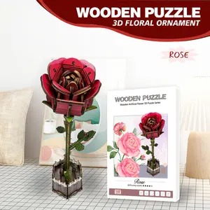 3D Rose Wooden Puzzle, DIY Craft Kit, Elegant Home Decor, Perfect Gift for Birthday, Father's Day, Valentine's Day, Christmas