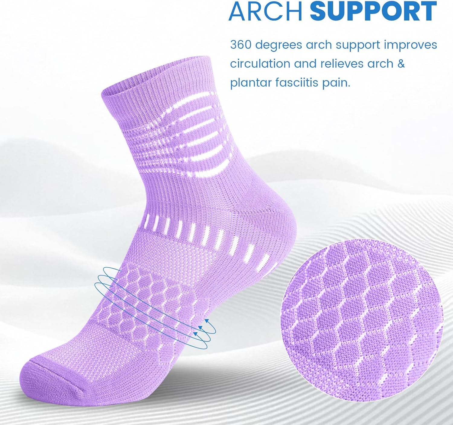 Ankle Compression Socks for Women Men Plantar Fasciitis Relief 3/5 Pairs Cushioned Athletic Running Socks