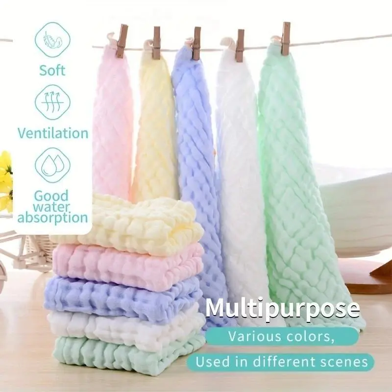 Baby Cotton Muslin Washcloths - Soft Hand Towels for Newborn Sensitive Skin, Ideal for Baby Registry & Shower Gifts, Cotton Muslin Hand Towels