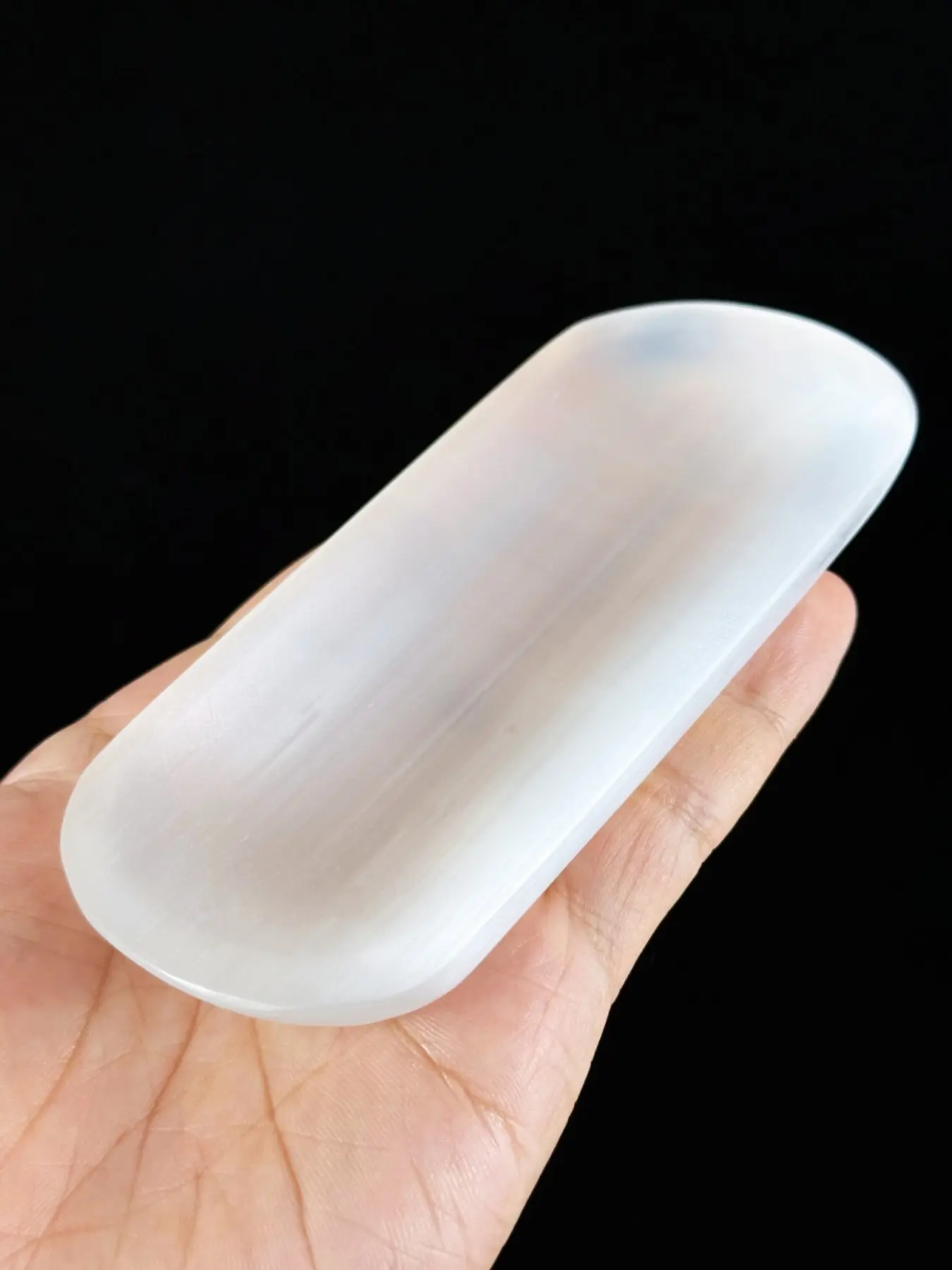 12cm Selenite Bowl Gypsum, Hand Carved Selenite Plate, Jewelry Tray, Home & Desktop Decor, Festival Gifts
