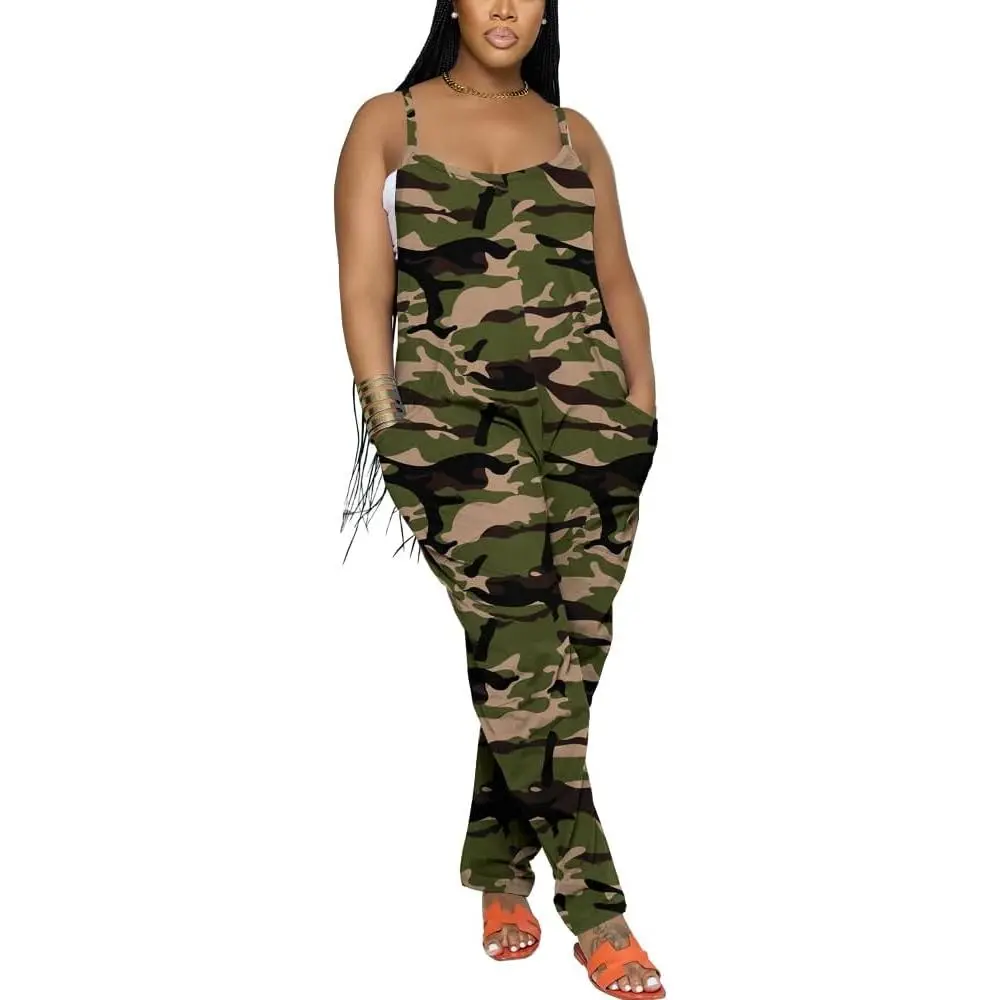 Women's Leopard Print Maternity Pink Beach Onesie Jumpsuit - Spaghetti Strap, Sleeveless, Pockets, Loose Baggy, Summer Casual, Crop-Inspired, V-Neck, Long Pants, Camo Print, Athletic, Party, Soft Home Raincoat Alternative, 2026 Gift Essential