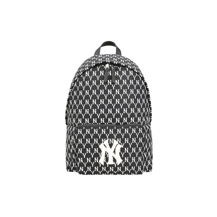 MLB New York Yankees Vintage Floral Print Polyester Backpack – Unisex Oversized Black and White