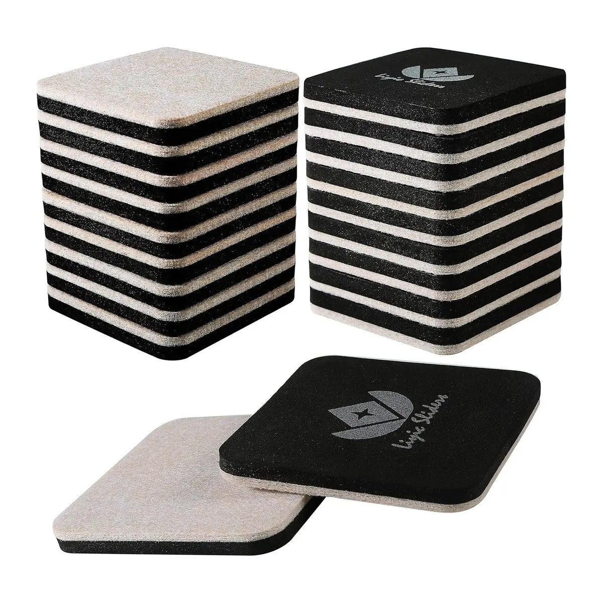 Liyic Furniture Sliders, 20-Pack 3-Inch Square Easy Glide Sliders with High Density Felt & Durable EVA Foam, Heavy Duty for Hard Surfaces to Reduce Friction and Noise