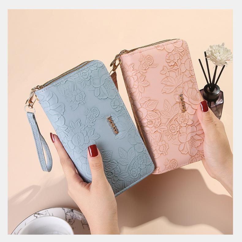 Long Wallet for Women, Large Capacity Zipper Clutch Wallet with Phone Pocket, Stylish Double Layer Wristlet Purse, Lightweight Daily Wallet for Travel, Shopping and Gifts