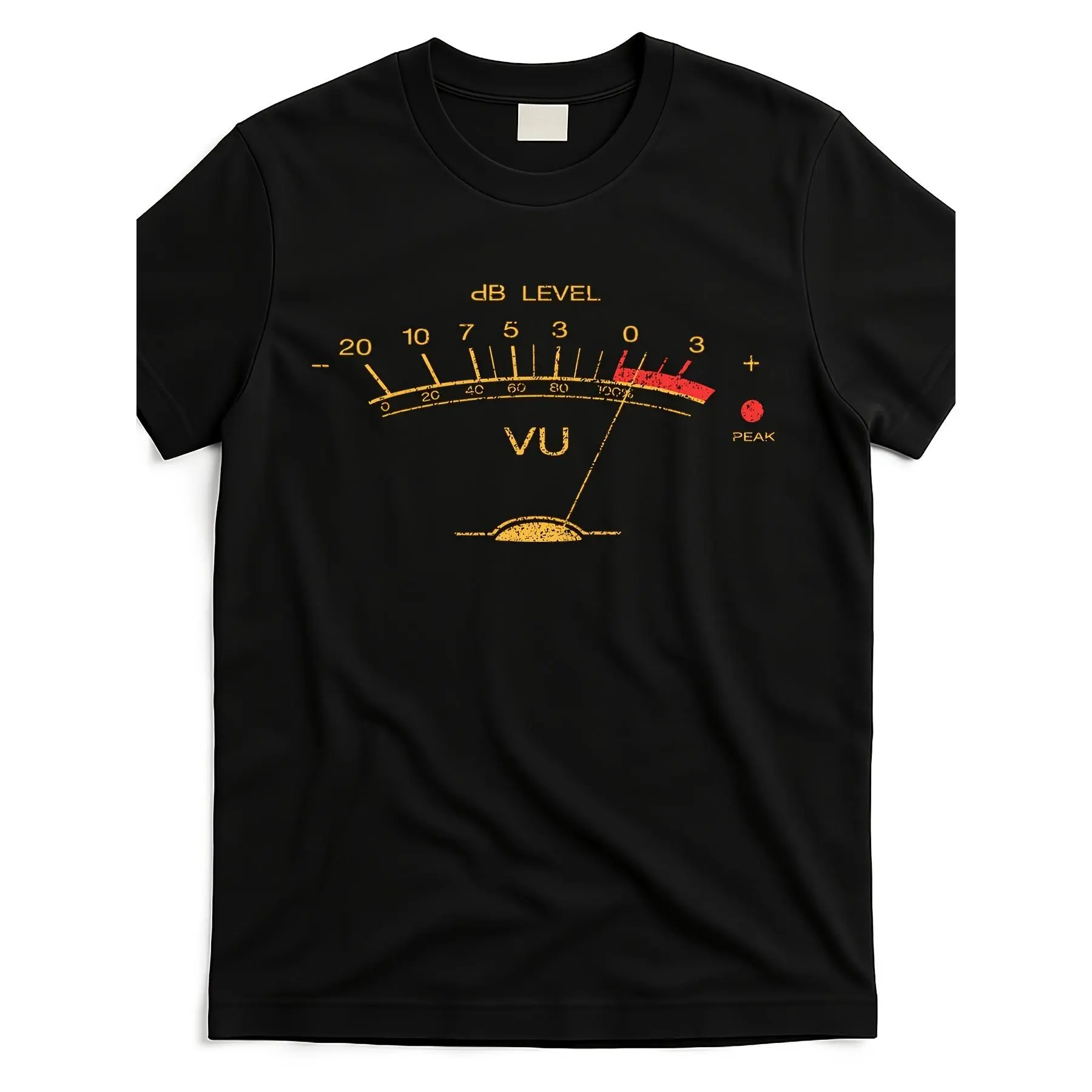 Unisex Vintage Volume VU Mtr Audio Engineer Recording Graphic T-Shirt (VVM2462549AT), Black, Soft Breathable Lightweight Crew Neck Regular Fit, Machine Washable Comfortable Mother's Day Gift Top for Mom